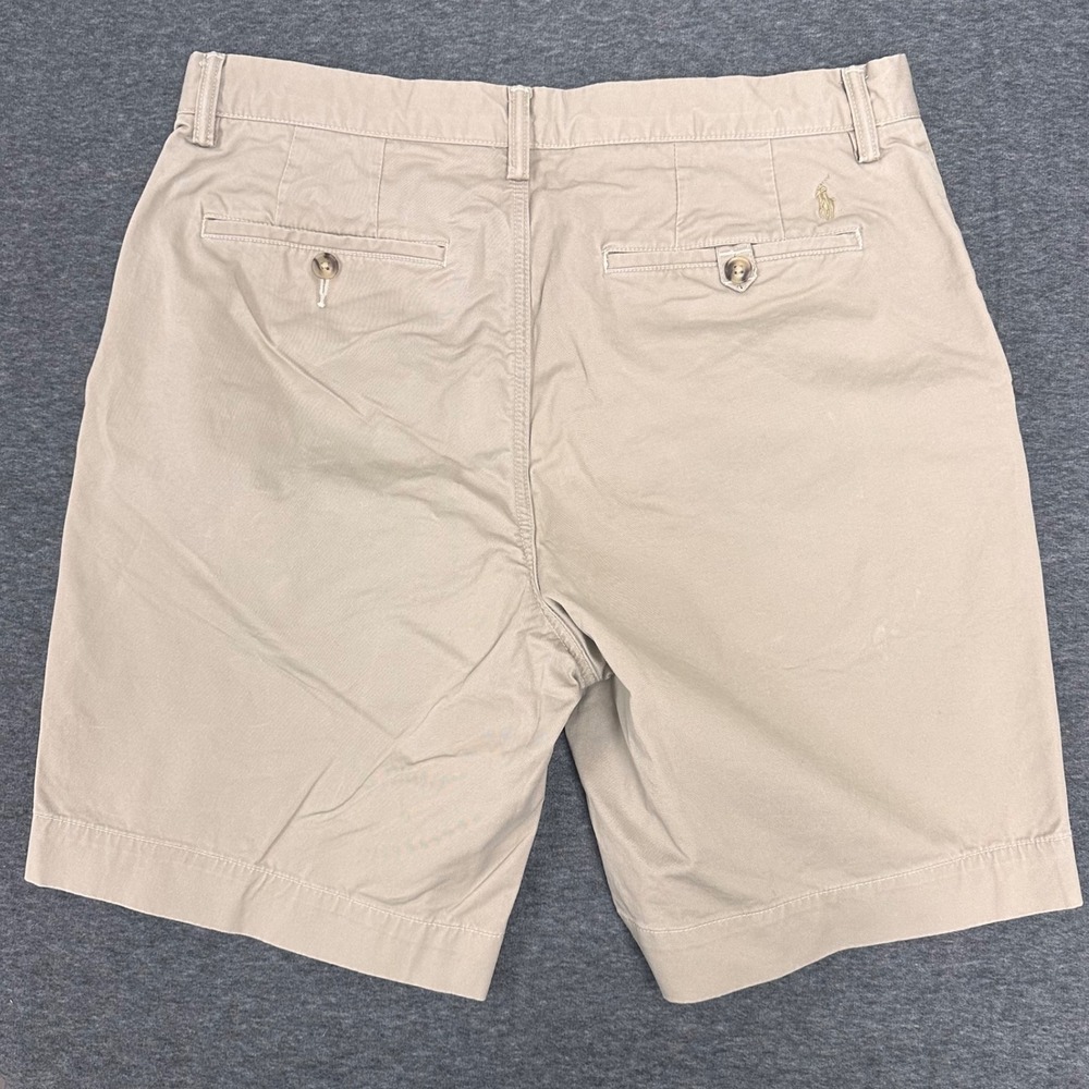 Polo Ralph Lauren Classic Fit 9" Shorts Khaki Flat Front Chino Casual Size 34 - Picture 6 of 9